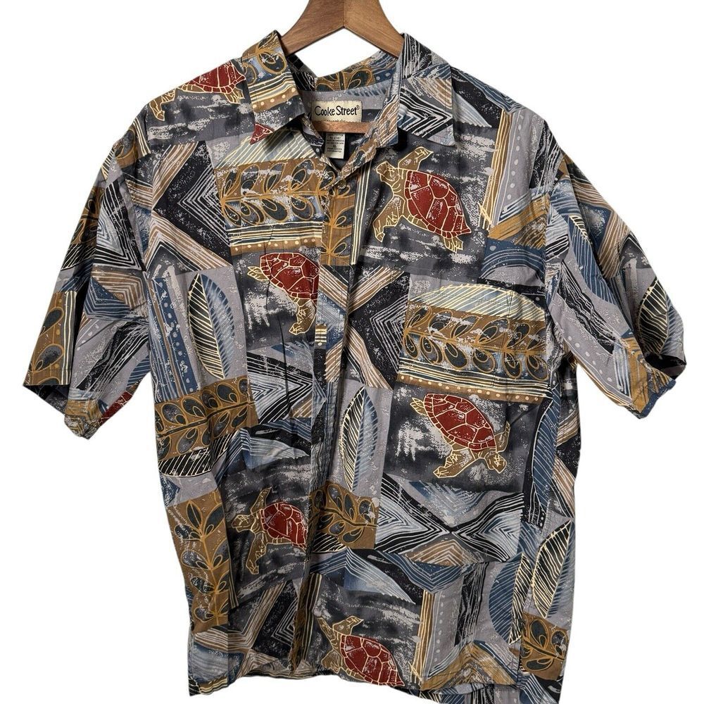 Cooke Street Dress Shirt Mens XL Multi‎ Color Turtle Hawaiian Cotton Button Up